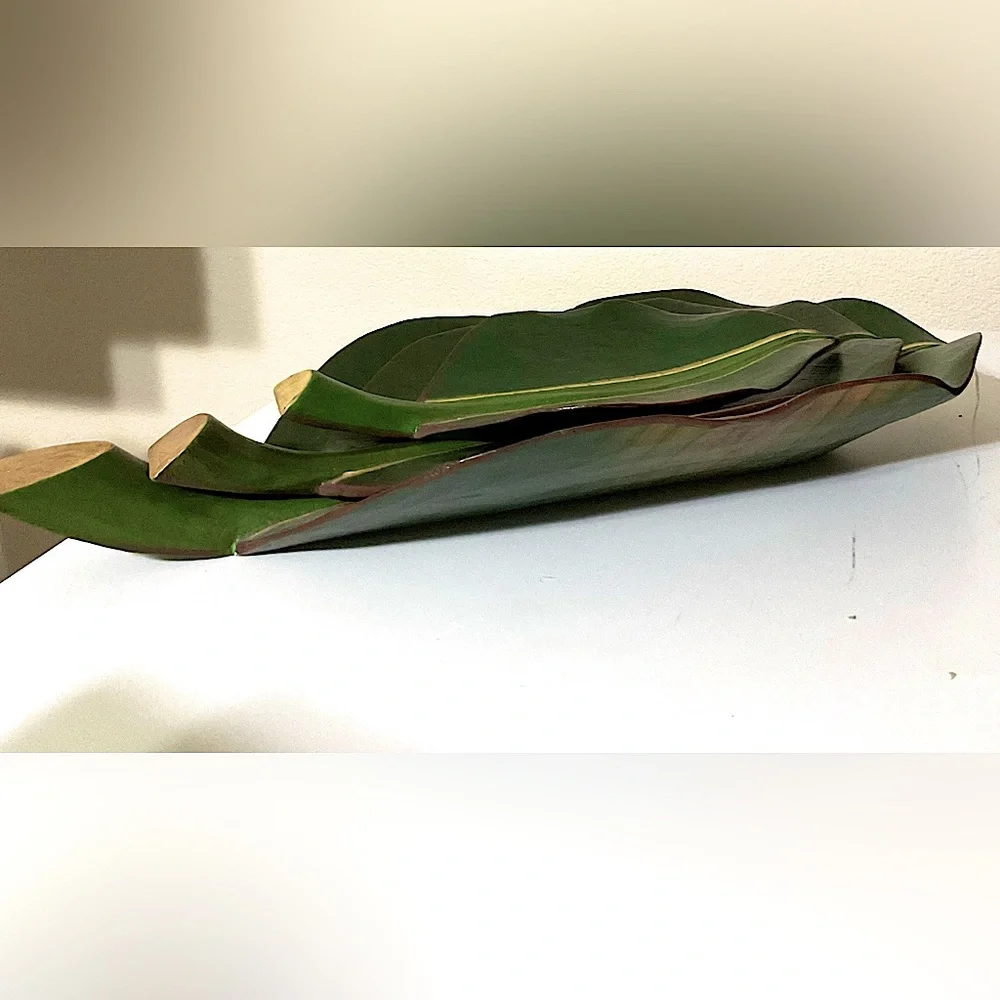 Bamboo Nestled Palm Leaves Set of 3